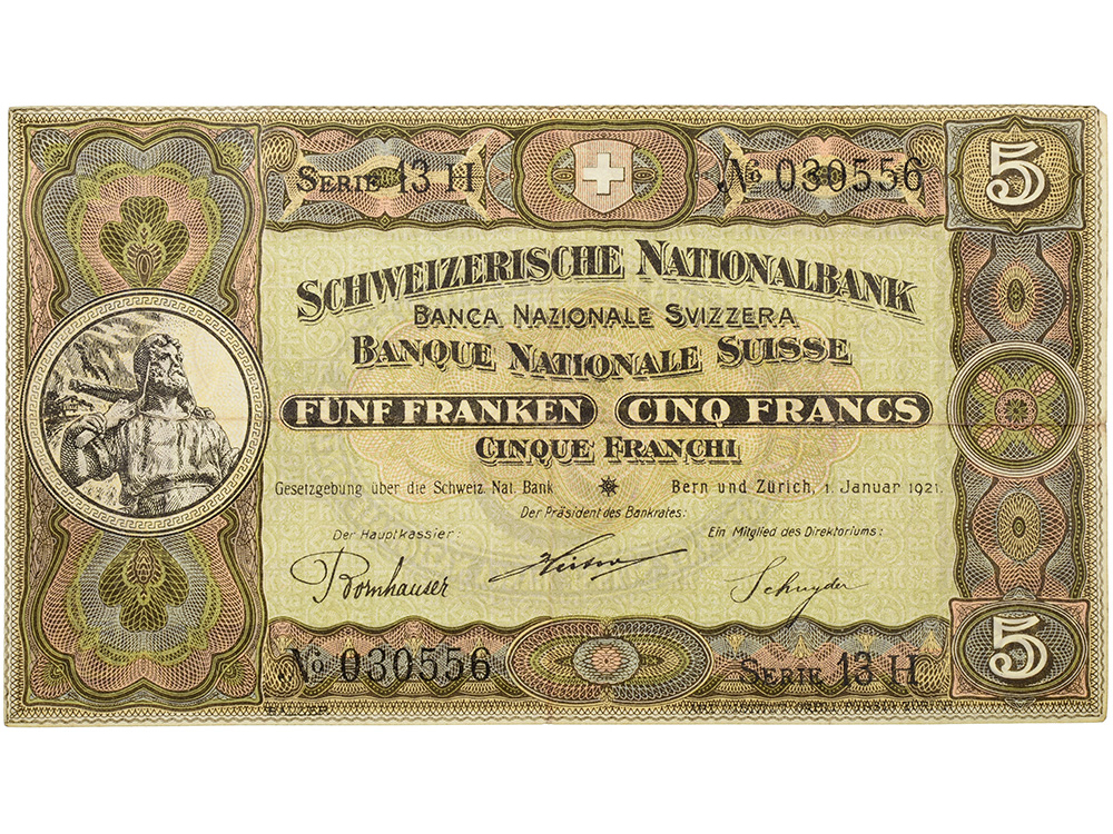 5 Franken, 1921, Wilhelm Tell, wenig gebraucht - > 75%