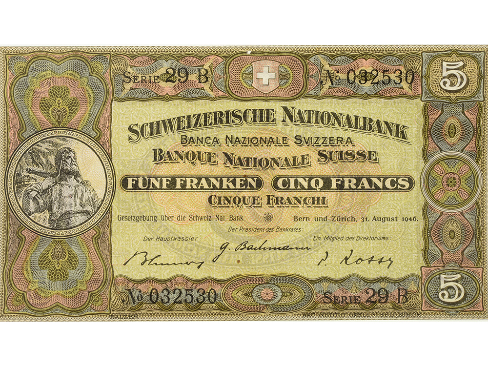 5 Franken, 1946, Wilhelm Tell, leichte Gebrauchsspuren - > 90%